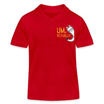 Lama Alpaka Um Actually Lustig Nerd Klugscheißer - Kinder Organic Poloshirt Mini Sprinter von Stanley/Stella - Rot - Vorne