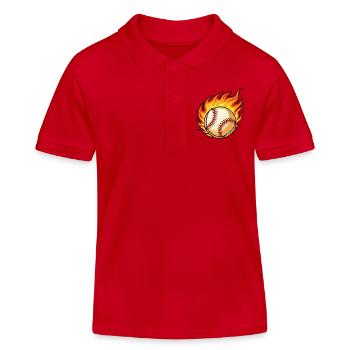 Flaming BaseBall - Kinder Organic Poloshirt Mini Sprinter von Stanley/Stella - Rot - Vorne