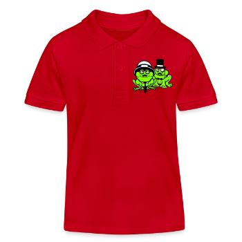 2 Frösche Sir Herren reich Monokel Brille Zylinder - Kinder Organic Poloshirt Mini Sprinter von Stanley/Stella - Rot - Vorne