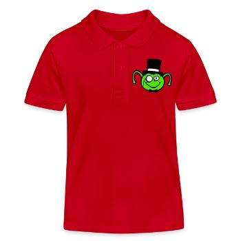 Mr. Raupe Zylinder Monokel Fliege Gentleman reich - Kinder Organic Poloshirt Mini Sprinter von Stanley/Stella - Rot - Vorne