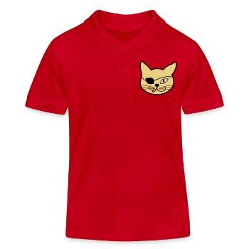 Pirate Kitteh - Kinder Organic Poloshirt Mini Sprinter von Stanley/Stella - Rot - Vorne