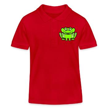 Frosch Kröte lacht lustig albern frech sitzt Comic - Kinder Organic Poloshirt Mini Sprinter von Stanley/Stella - Rot - Vorne