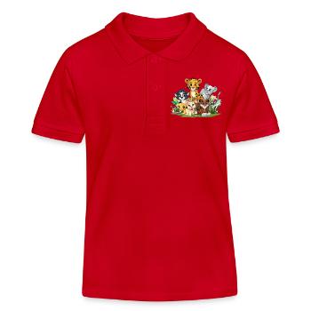 Tierfreunde im Dschungel - Kinder Organic Poloshirt Mini Sprinter von Stanley/Stella - Rot - Vorne