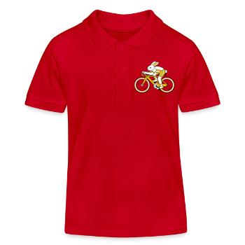 Hase auf einem Rennrad - Kinder Organic Poloshirt Mini Sprinter von Stanley/Stella - Rot - Vorne
