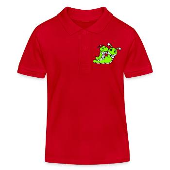2 amis chevauchant une chenille père mère enfant papa maman - Polo enfant bio Stanley/Stella - rouge - Devant