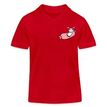 trou de chenille saucisse saucisses grill faim manger - Polo enfant bio Stanley/Stella - rouge - Devant