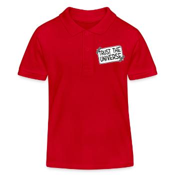 Trust The Universe Spirituell Universum Zitat Logo - Kinder Organic Poloshirt Mini Sprinter von Stanley/Stella - Rot - Vorne