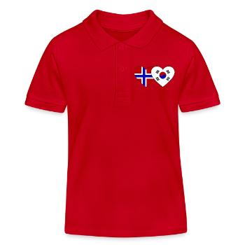 Norway South Korea Flag Heart - Kids Organic Polo Shirt by Stanley/Stella - red - Front