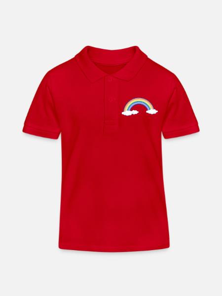 Vibrant Rainbow Over Clouds - Kids Organic Polo Shirt by Stanley/Stella - red