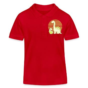 Dinosaur Mom with Hatching Egg - Kids Organic Polo Shirt by Stanley/Stella - red - Front