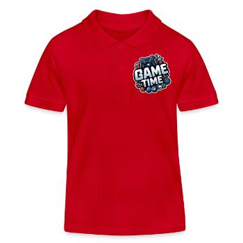 Game Time! - Kids Organic Polo Shirt by Stanley/Stella - red - Front