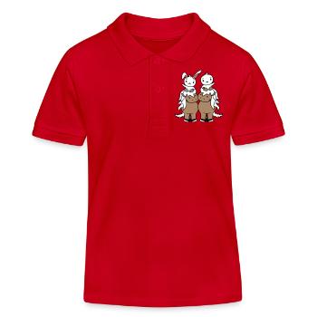 2 Hase Vogel Pferd reiten Reiter Pferdchen winken - Kinder Organic Poloshirt Mini Sprinter von Stanley/Stella - Rot - Vorne