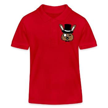 Sir Bunny Monocle Lunettes Barbe Chapeau haut de forme M. M. - Polo enfant bio Stanley/Stella - rouge - Devant