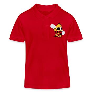 Ein Küken mit Snowboard,Schal und Snowboardbrille - Kinder Organic Poloshirt Mini Sprinter von Stanley/Stella - Rot - Vorne
