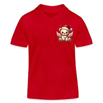 Teddybär Engel-süßer Begleiter der Weihnachtszeit - Kinder Organic Poloshirt Mini Sprinter von Stanley/Stella - Rot - Vorne