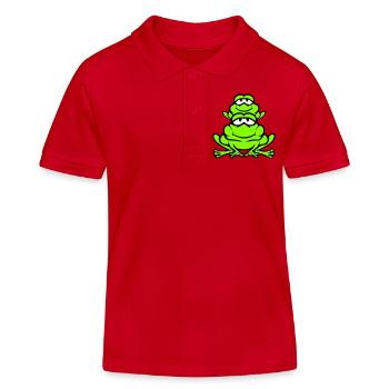 Frosch Kind Familie Papa Mama Huckepack Vatertag - Kinder Organic Poloshirt Mini Sprinter von Stanley/Stella - Rot - Vorne