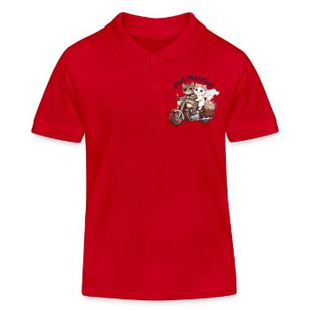 Just Married Cats On Motorcycle - Kids Organic Polo Shirt by Stanley/Stella - red - Front