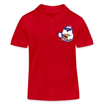 Penguin Guitar Beach Jam - Kinder Organic Poloshirt Mini Sprinter von Stanley/Stella - Rot - Vorne