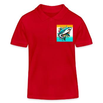 Shark - Kids Organic Polo Shirt by Stanley/Stella - red - Front