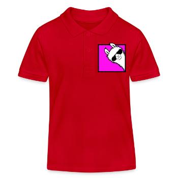 Lama Cool Guckt um Ecke Seite Sonnenbrille Alpaka - Kinder Organic Poloshirt Mini Sprinter von Stanley/Stella - Rot - Vorne