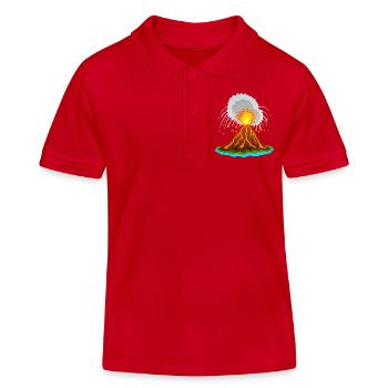 Volcano, volcano book, lava, magma, volcanoes vulcano - Kids Organic Polo Shirt by Stanley/Stella - red - Front