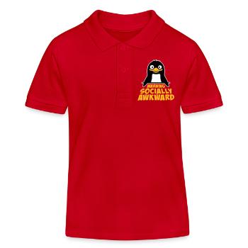 Avertissement pingouin : Socialement maladroit, drôle, maladroit - Polo enfant bio Stanley/Stella - rouge - Devant
