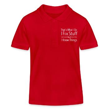 Das ist es, was ich tue, ich repariere Dinge und ich weiß Dinge - Kinder Organic Poloshirt Mini Sprinter von Stanley/Stella - Rot - Vorne
