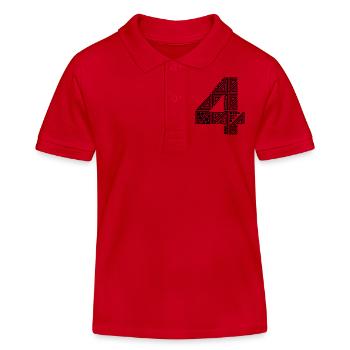 Vier Zahl 4 - Kinder Organic Poloshirt Mini Sprinter von Stanley/Stella - Rot - Vorne