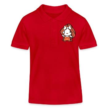 Bird Lady Woman Female Pretty Dress Bow - Kids Organic Polo Shirt by Stanley/Stella - red - Front