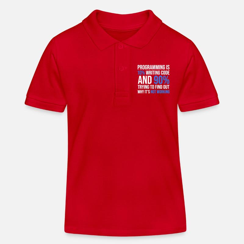 Code Debugging Humor T-Shirt Design - Kinder Organic Poloshirt Mini Sprinter von Stanley/Stella - Rot