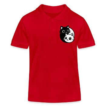 Portrait de chat Ying Yang - Polo enfant bio Stanley/Stella - rouge - Devant