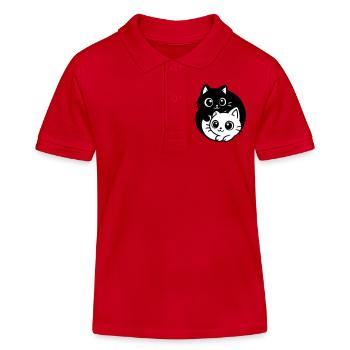 Ying Yang Kawaii Chats Icône - Polo enfant bio Stanley/Stella - rouge - Devant