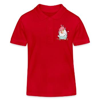 Chat et Muffin - Polo enfant bio Stanley/Stella - rouge - Devant