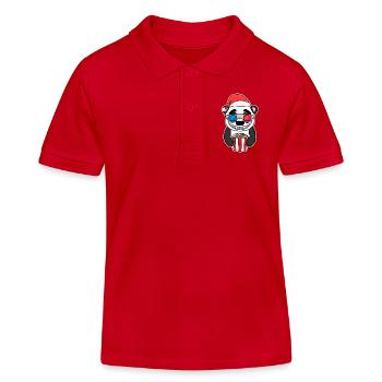 Weihnachten Panda Bär Popcorn Kino - Kinder Organic Poloshirt Mini Sprinter von Stanley/Stella - Rot - Vorne