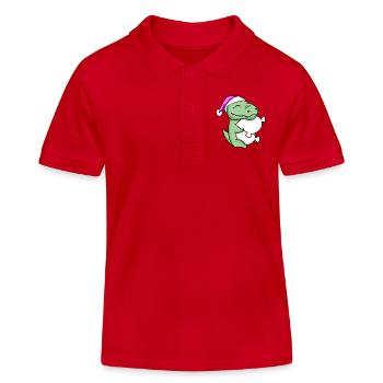 Crocodile avec oreiller et bonnet de couchage - Polo enfant bio Stanley/Stella - rouge - Devant