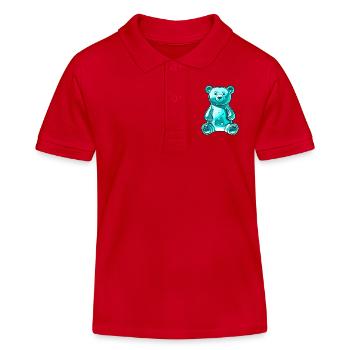Ourson gommeux Turquoise - Polo enfant bio Stanley/Stella - rouge - Devant