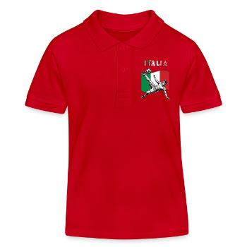 Football Italy Calcio Flag Overhead kick - Kids Organic Polo Shirt by Stanley/Stella - red - Front