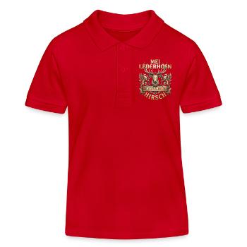 Trachtenshirt Herren Trachten T-Shirt Lederhose - Kinder Organic Poloshirt Mini Sprinter von Stanley/Stella - Rot - Vorne