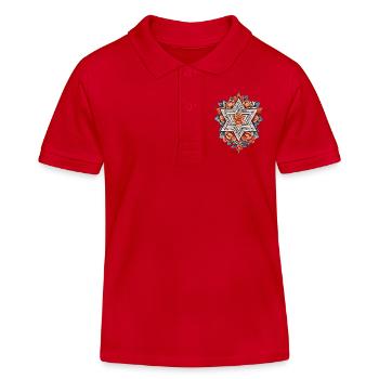 Jewish Star with Flowers - Kids Organic Polo Shirt by Stanley/Stella - red - Front