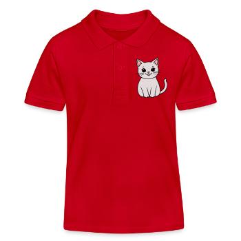 chaton gris - Polo enfant bio Stanley/Stella - rouge - Devant