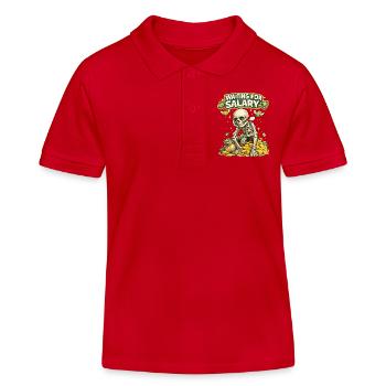 Warten auf Gehalt lustiges Skelett-Shirt - Kinder Organic Poloshirt Mini Sprinter von Stanley/Stella - Rot - Vorne