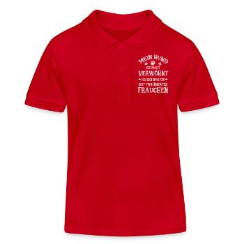 Mein Hund ist nicht verwöhnt -Trainiertes Frauchen - Kinder Organic Poloshirt Mini Sprinter von Stanley/Stella - Rot - Vorne