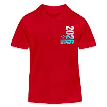 Darts Champion 2026, Kreisliga Shirt cyan white - Kids Organic Polo Shirt by Stanley/Stella - red - Front