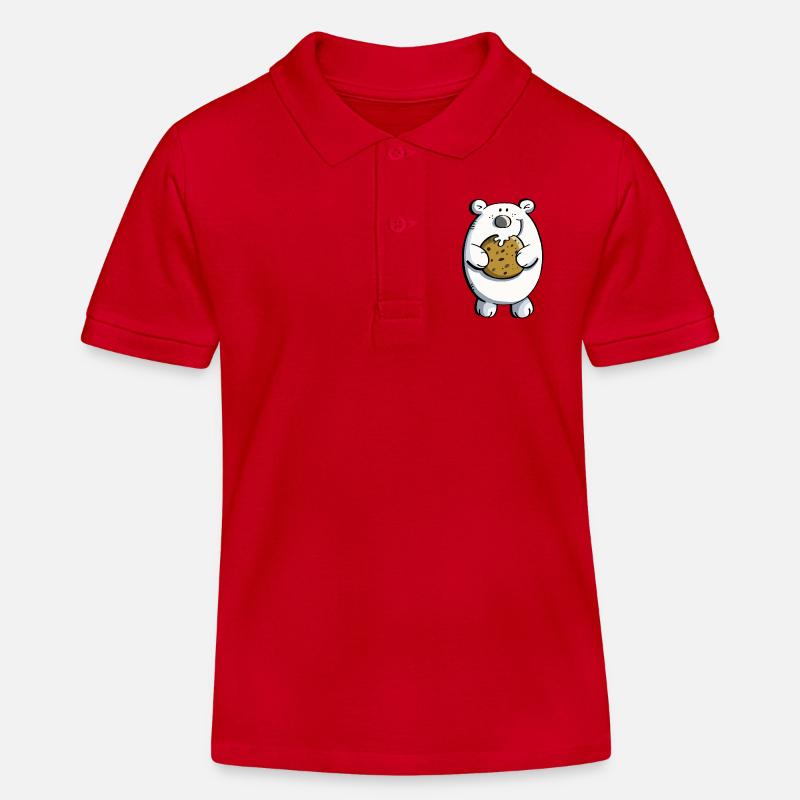 Süßer Eisbär mit riesigem Keks - Kinder Organic Poloshirt Mini Sprinter von Stanley/Stella - Rot