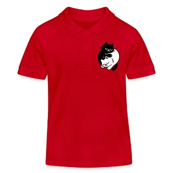 Chats Ying-Yang #2 - Polo enfant bio Stanley/Stella - rouge - Devant