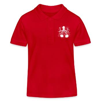 Oktopus Kraken Schlagzeug Schlagzeuer Rock Musik - Kinder Organic Poloshirt Mini Sprinter von Stanley/Stella - Rot - Vorne