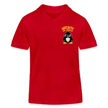 Pinguin Sarcastic Side Character Sonnenbrille Logo - Kinder Organic Poloshirt Mini Sprinter von Stanley/Stella - Rot - Vorne