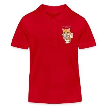Toilettenkatze liest Zeitung süße Katze - Kinder Organic Poloshirt Mini Sprinter von Stanley/Stella - Rot - Vorne