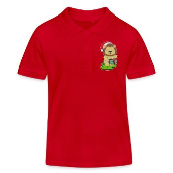 Lion Christmas Package - Kids Organic Polo Shirt by Stanley/Stella - red - Front