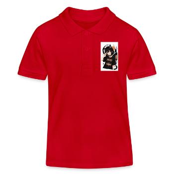 Neko Nachtkatze Shirt - Kinder Organic Poloshirt Mini Sprinter von Stanley/Stella - Rot - Vorne